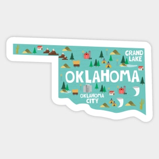 Oklahoma State USA Illustrated Map Sticker